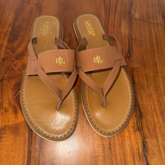 Lauren by Ralph Lauren Rosalind Sandal, Tan, EUC sz 11 - Picture 1 of 4